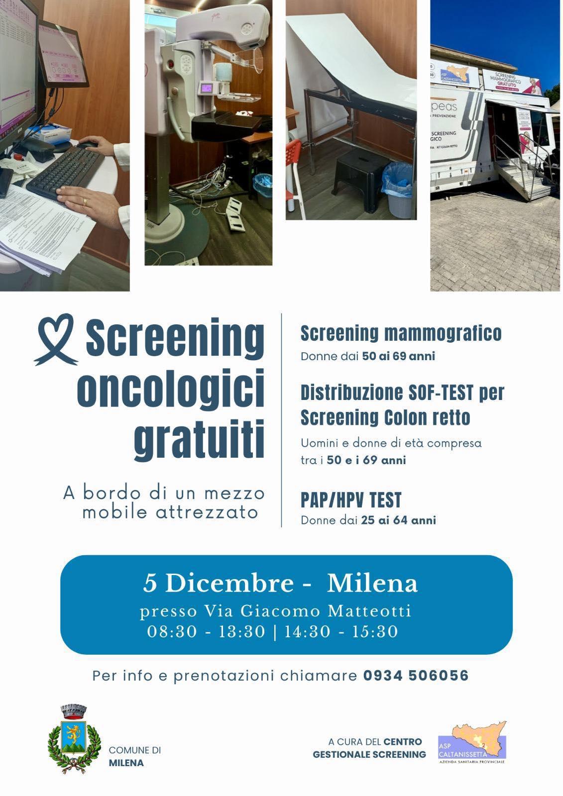 Screening oncologici gratuiti (dalle ore 8.30)