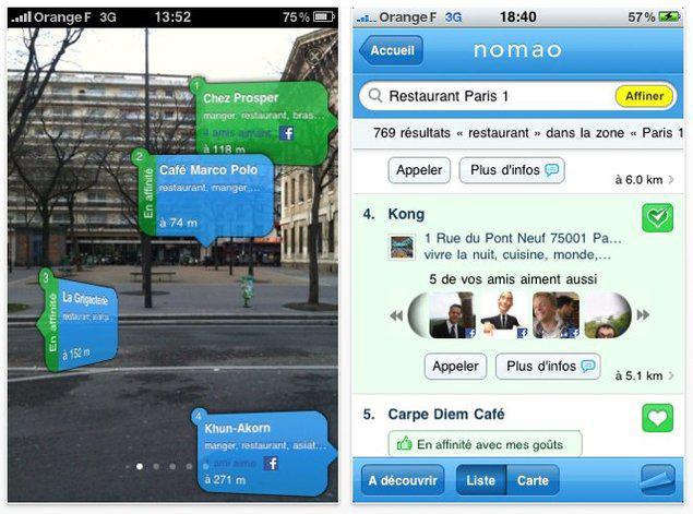 Nomao teste la réalité augmentée dans l'iPhone