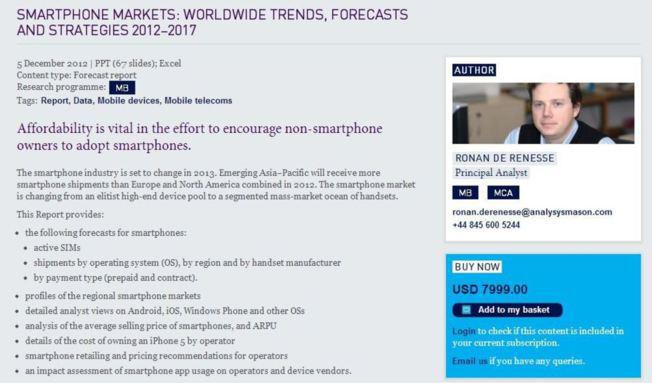 SMARTPHONE MARKETS: WORLDWIDE TRENDS, FORECASTS AND STRATEGIES 2012–2017