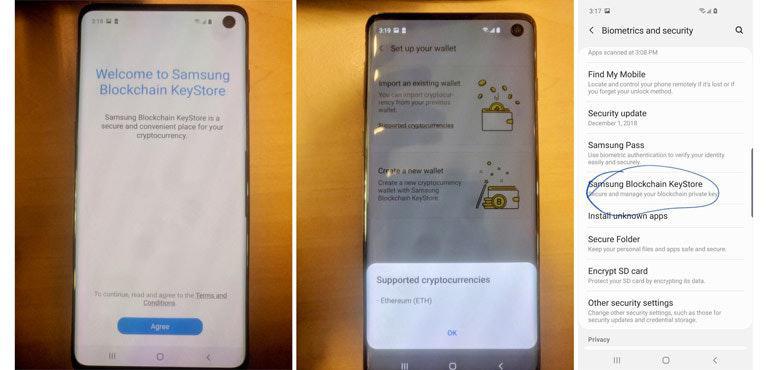Le Samsung Galaxy S10 a un portefeuille de crypto-monnaie intégré