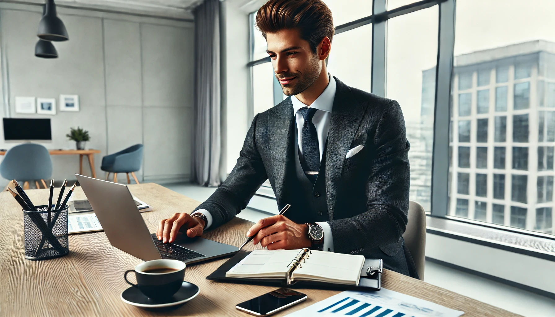 Un homme d'affaires parfaitement organisé