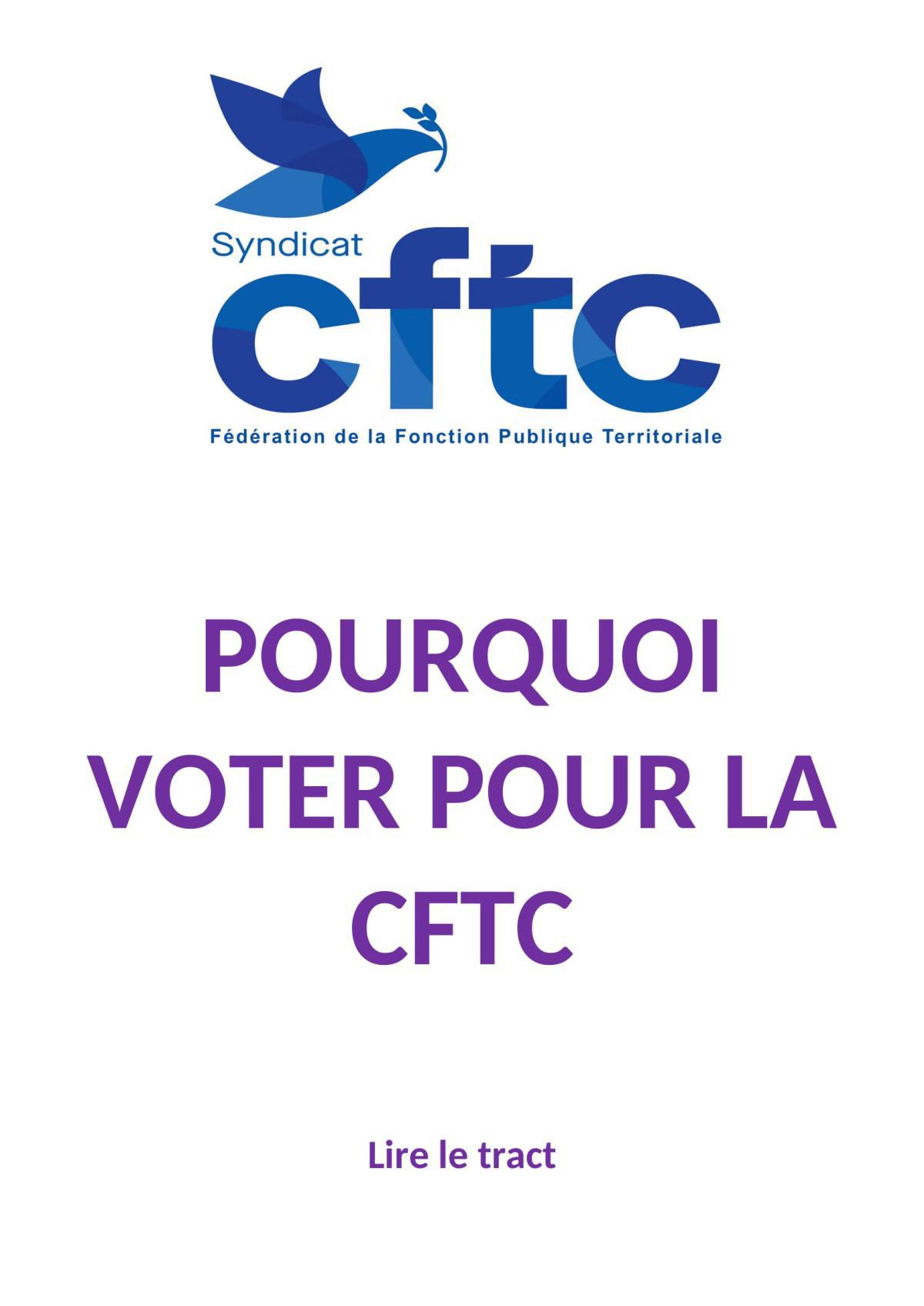POURQUOI VOTER POUR LA CFTC lors des prochaines élections professionnelles