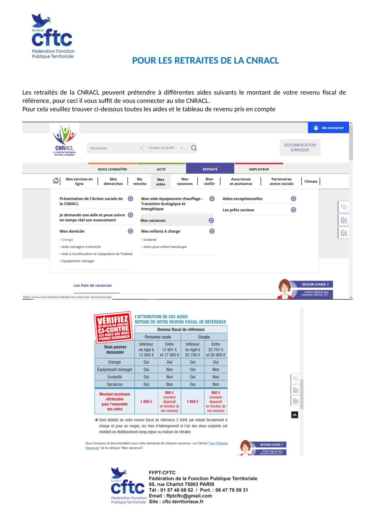 POUR LES RETRAITES DE LA CNRACL