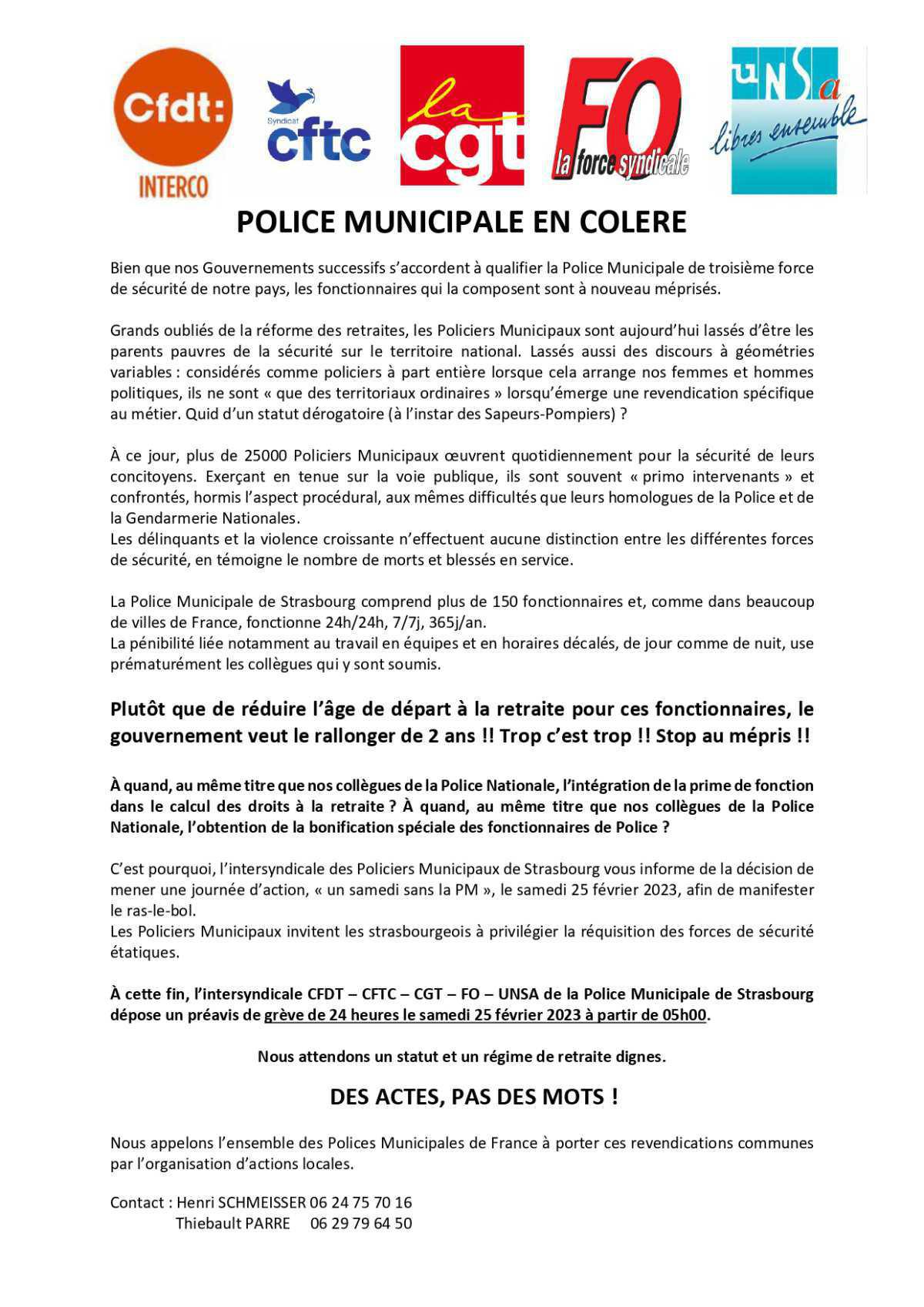 POLICE MUNICIPALE EN COLERE