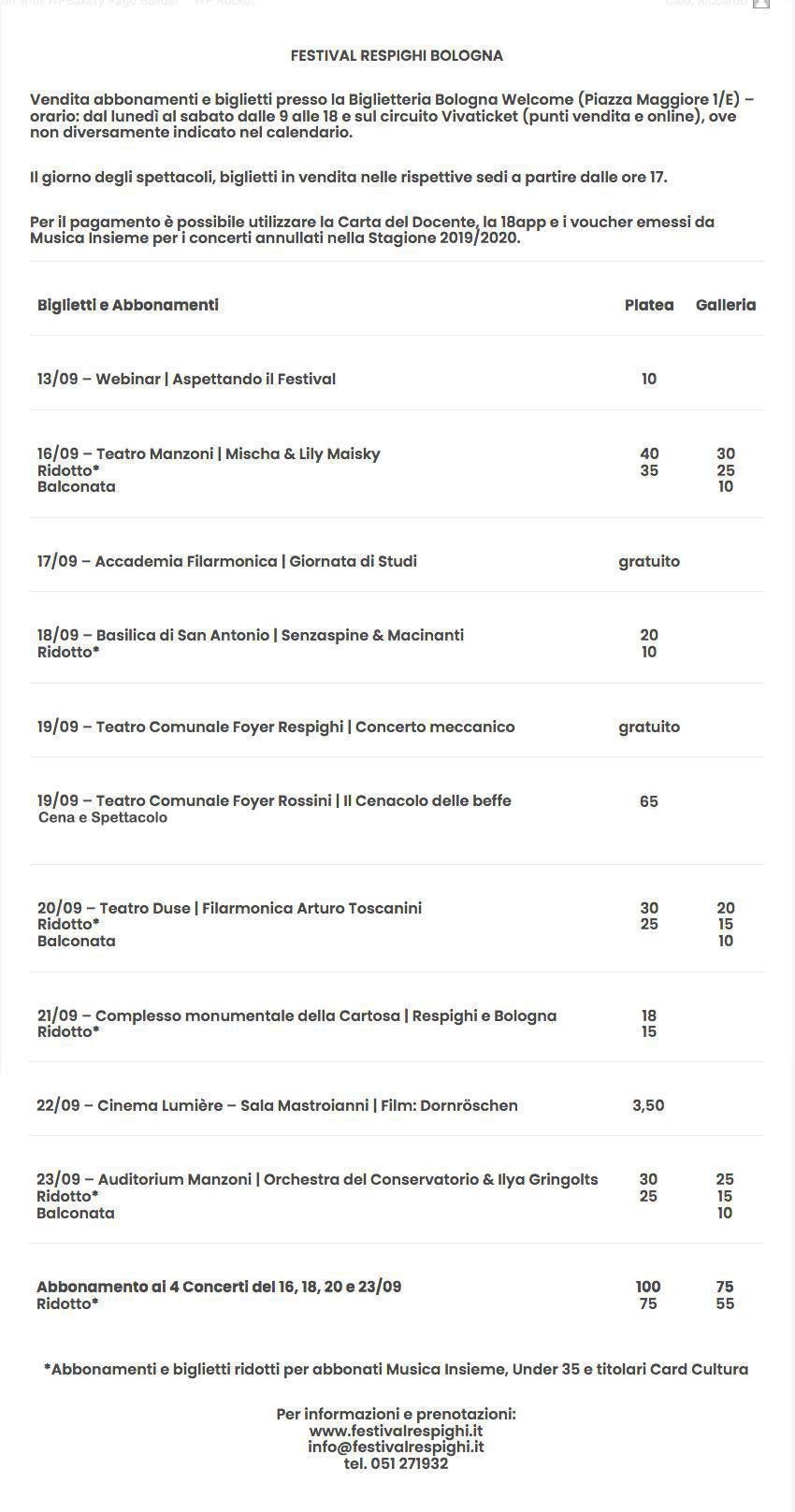 FESTIVAL RESPIGHI BOLOGNA FESTIVAL RESPIGHI BOLOGNA