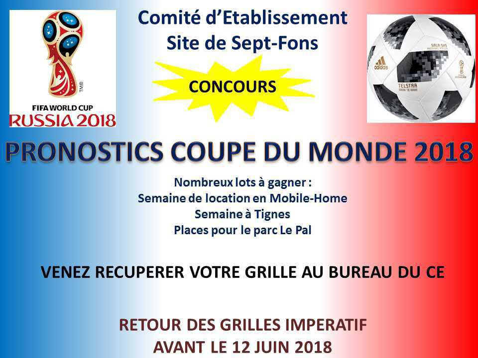 CONCOURS PRONOSTICS 2018 CONCOURS PRONOSTICS 2018