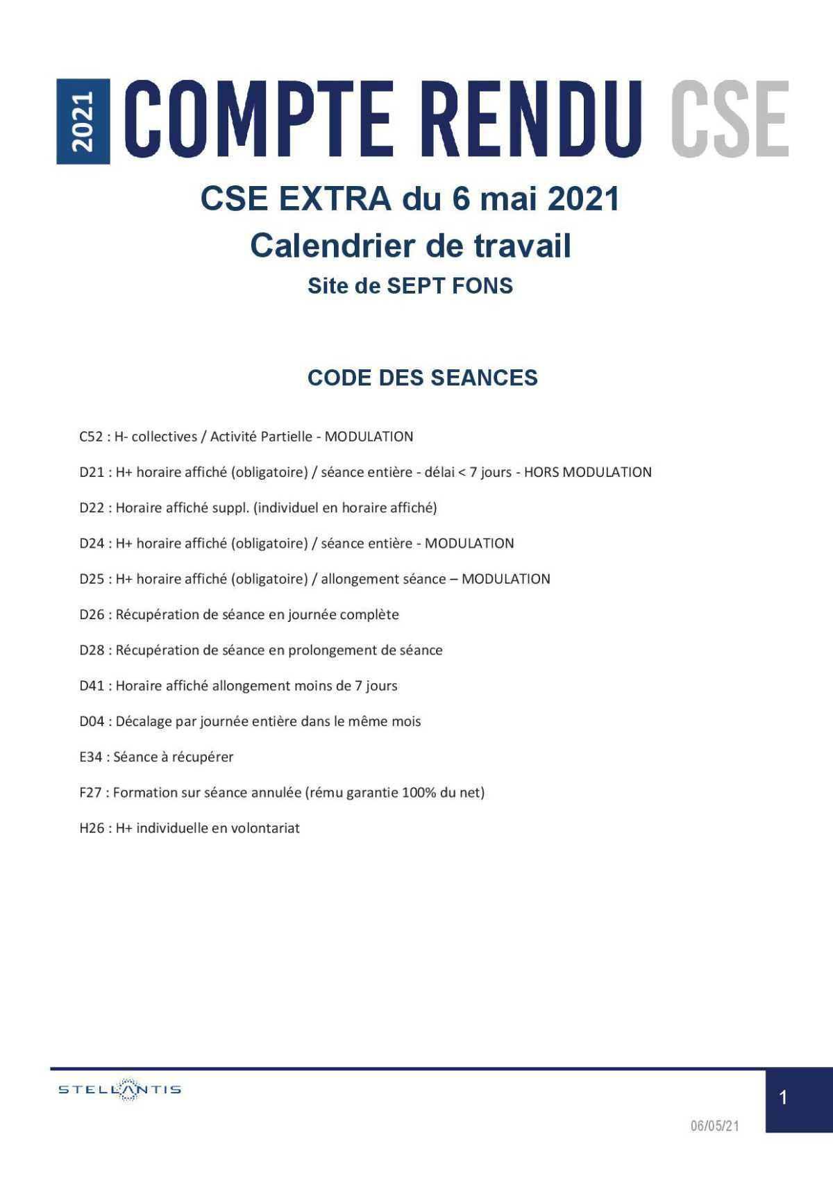 compte rendu Complet du CSE Extra du 6 Mai 2021