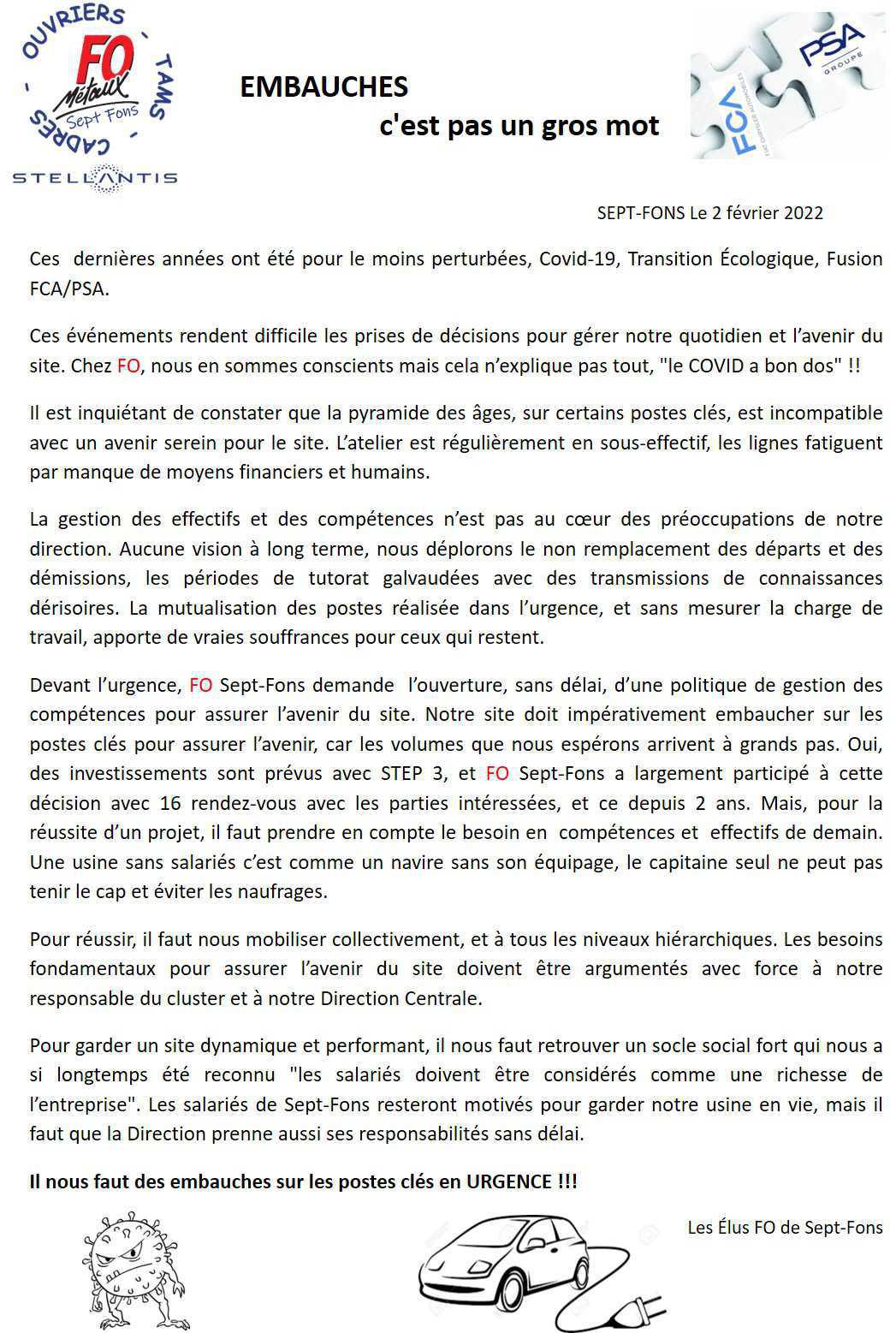 Nous demandons des éffectifs