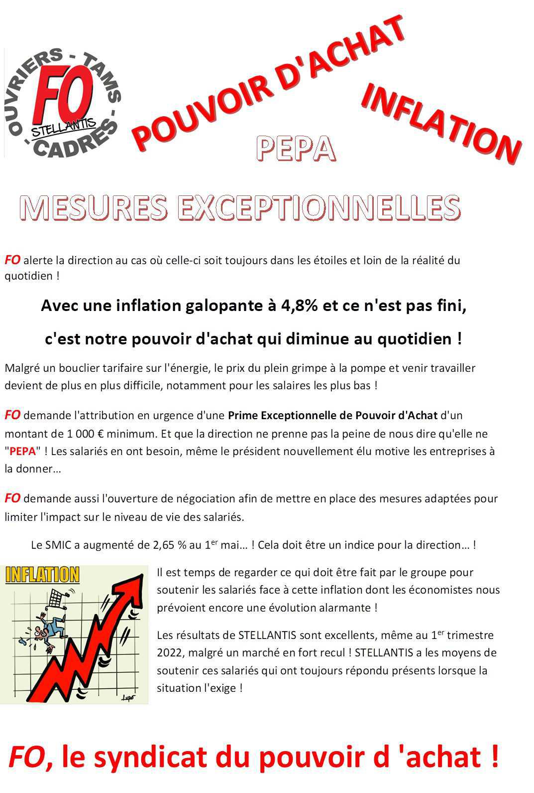 Courrier à B. Bertin sur PEPA et inflation + tract