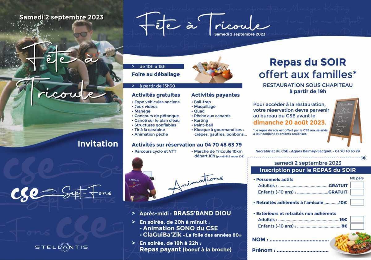 FETE de TRICOULE 2023, réservez vos repas dès à présent !