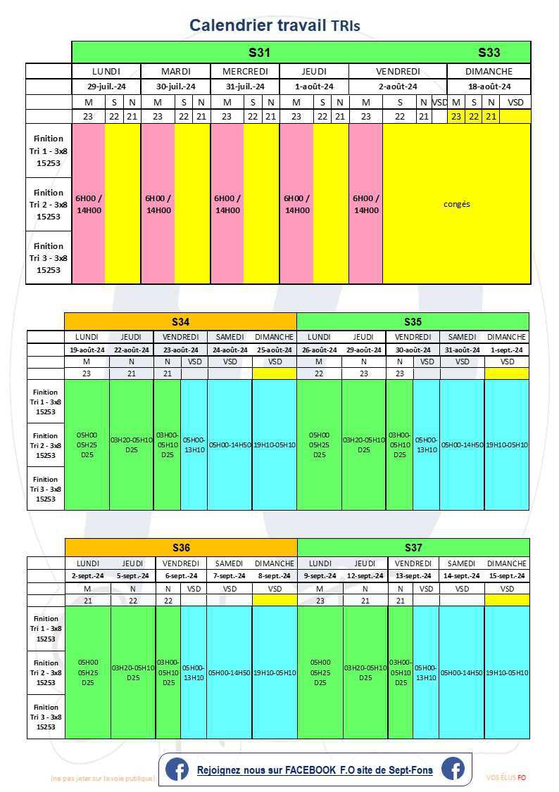 Compte rendu du CSE du 25 juillet 2024>> calendrier de travail