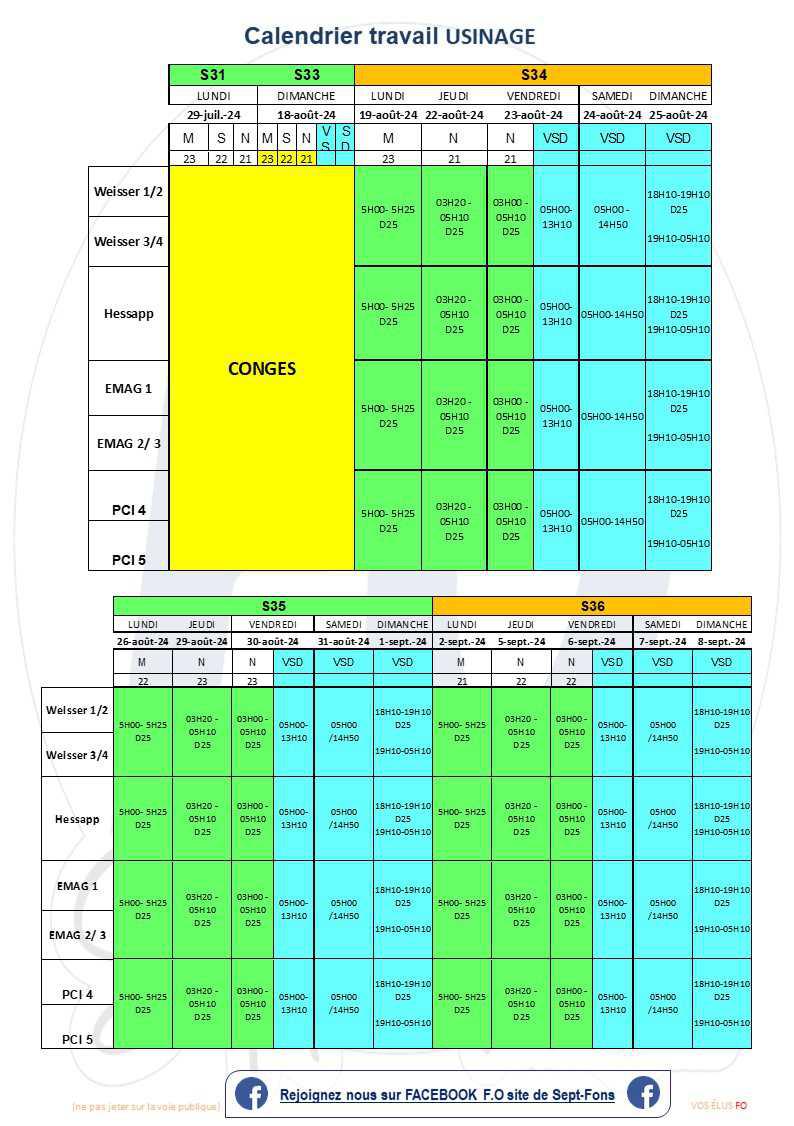 Compte rendu du CSE du 25 juillet 2024>> calendrier de travail