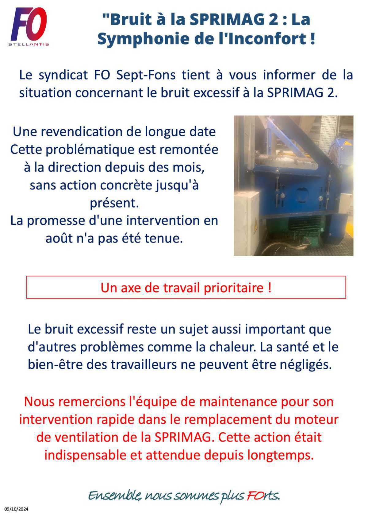 Bruit à la Sprimag, moteur changé !