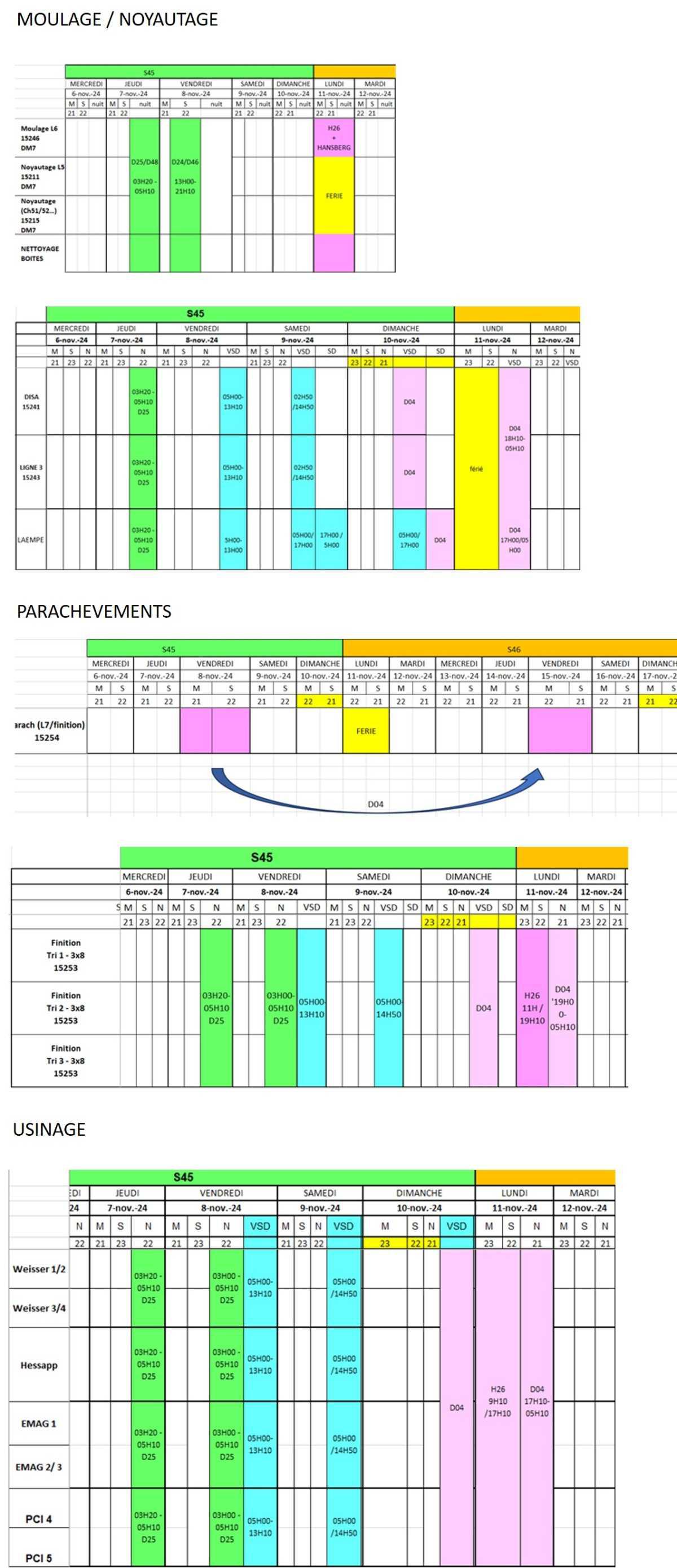 Programme de travail du 11 novembre>> MISE A JOUR