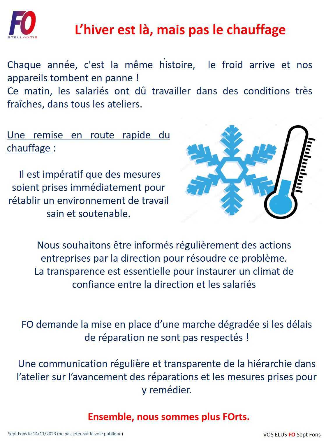 L’hiver est là, mais pas le chauffage