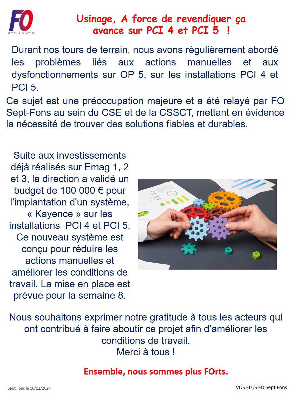 Usinage, A force de revendiquer ça avance sur PCI 4 et PCI 5 !