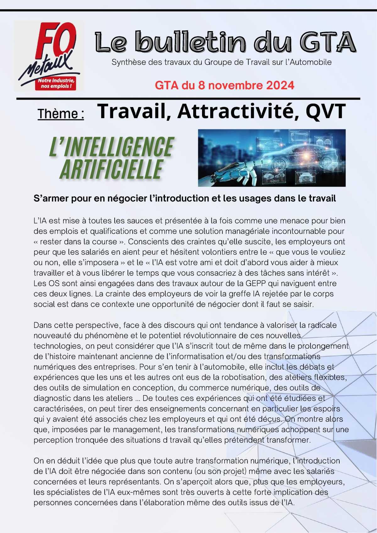 Le bulletin du GTA, nov 2024