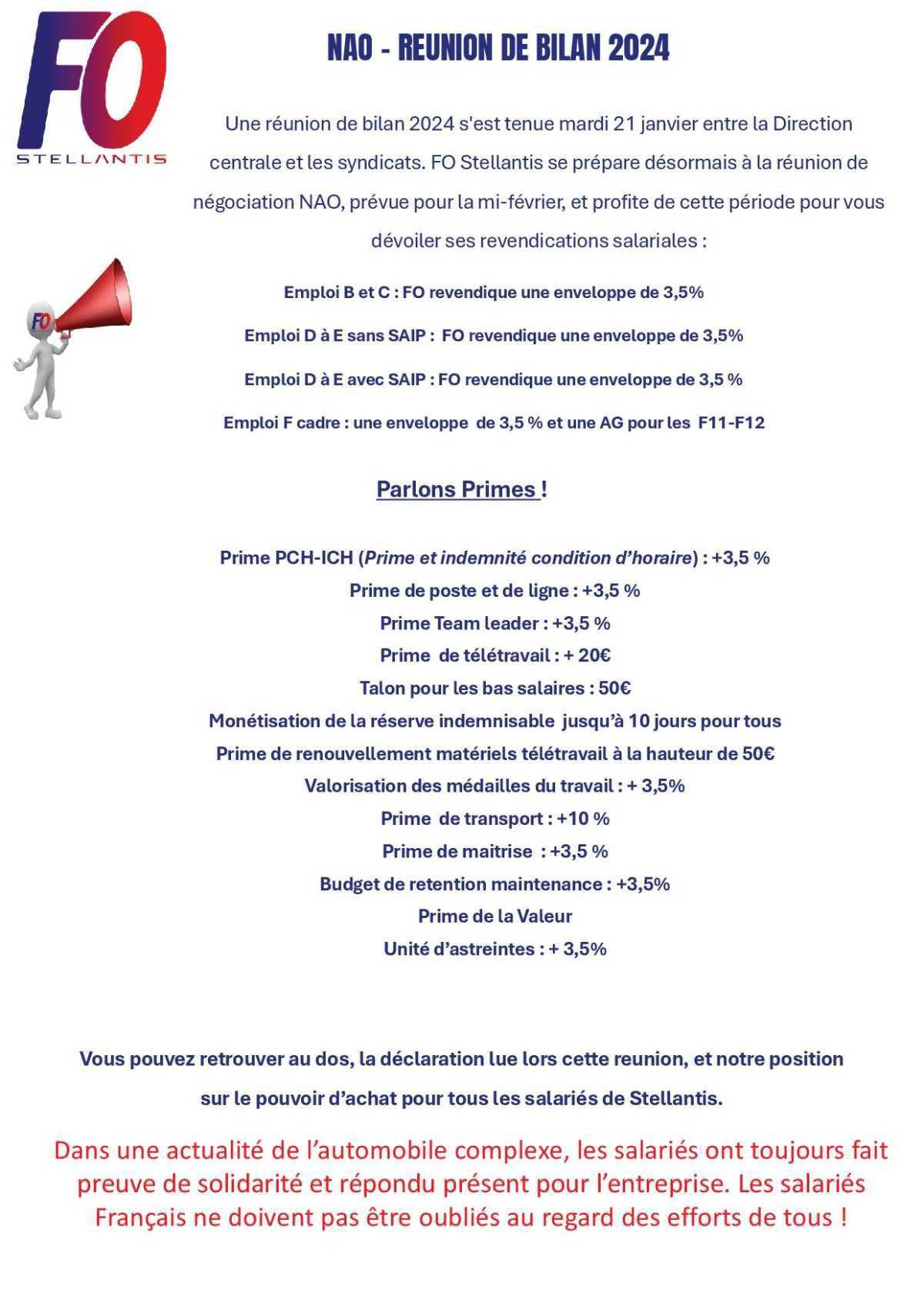 Revendication NAO le CR de la réunion du 21 Janvier 2025. 