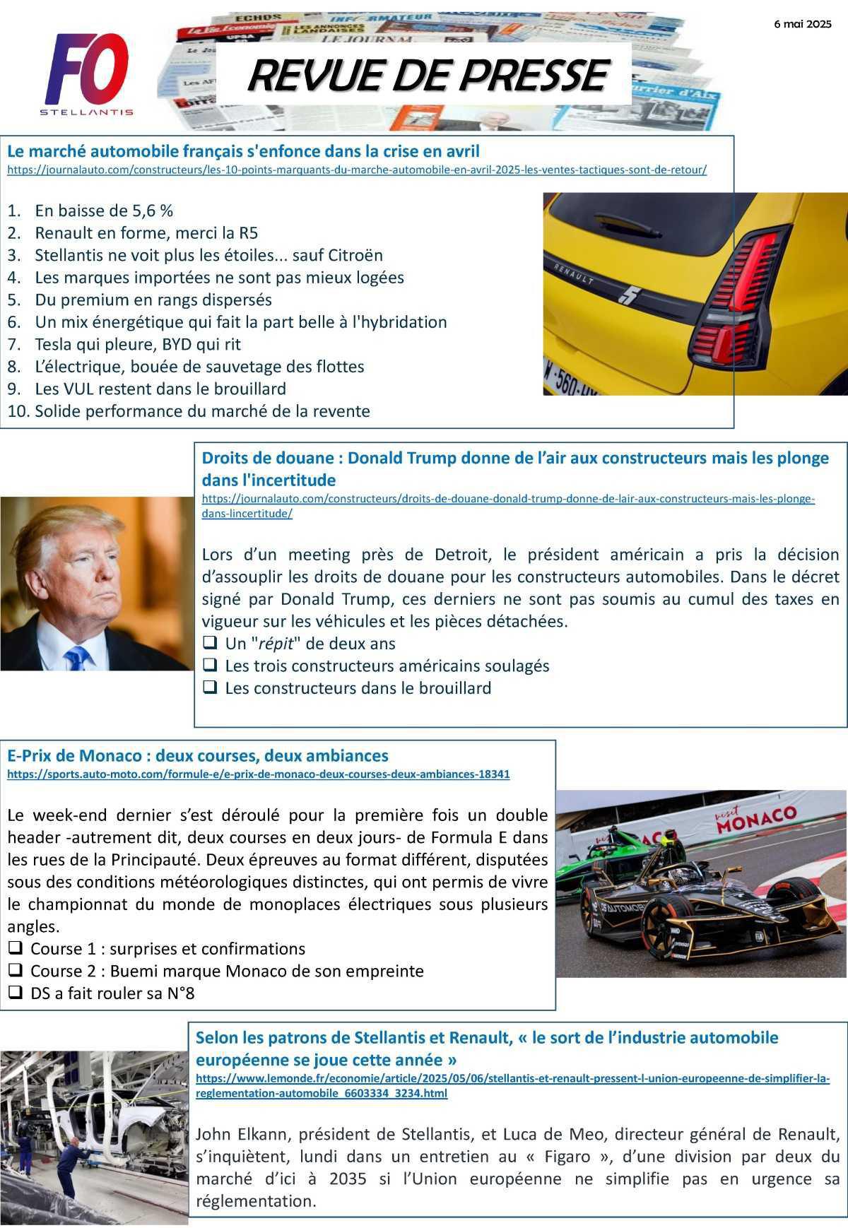 REVUE DE PRESSE FO, 6 mai 2025