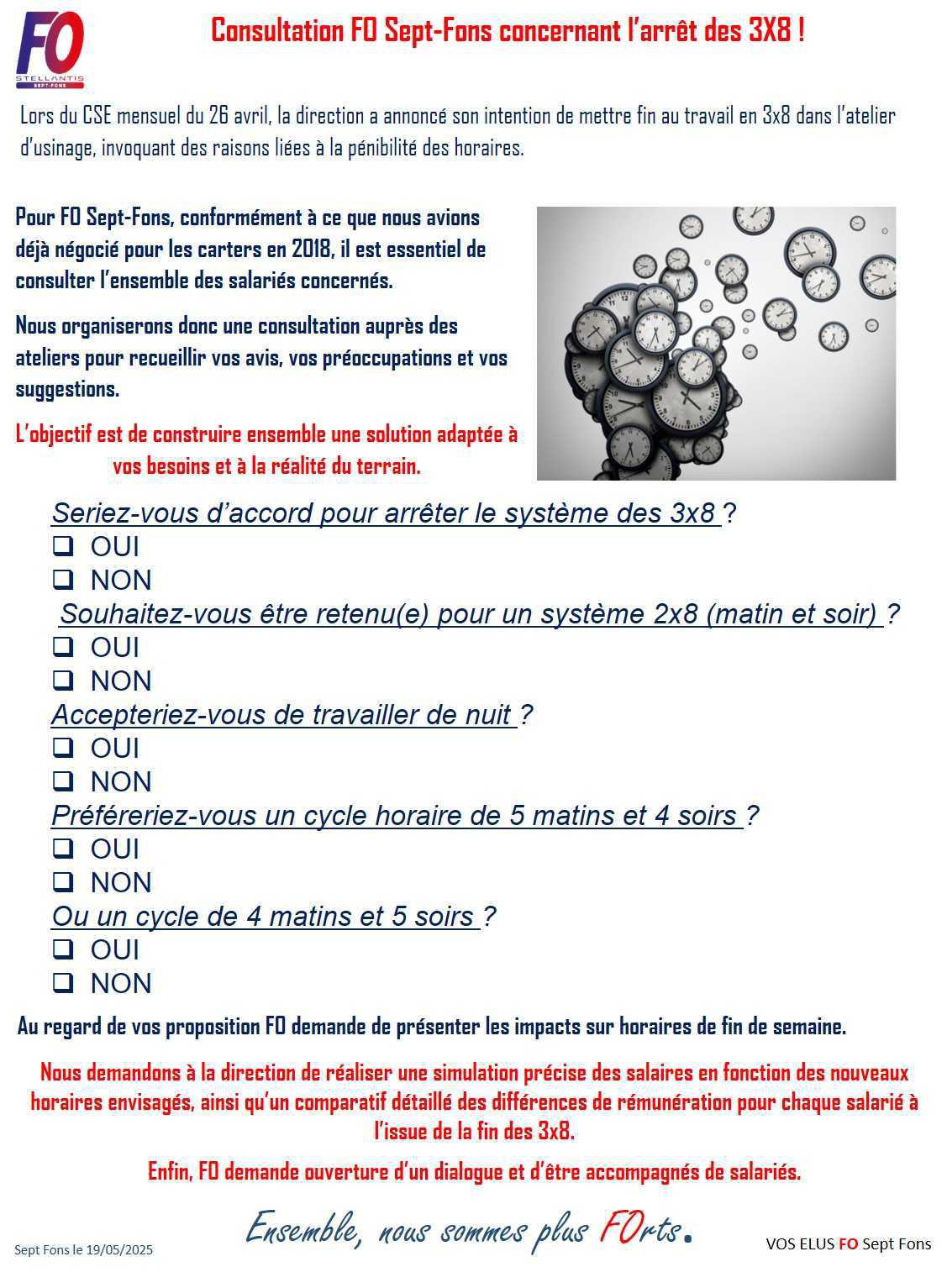 Consultation FO Sept-Fons concernant l’arrêt des 3X8 !