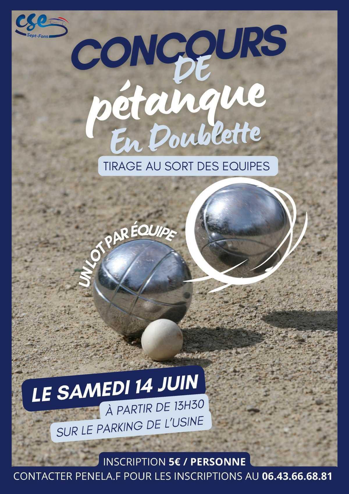 Concours pétanque le samedi 14 juin !