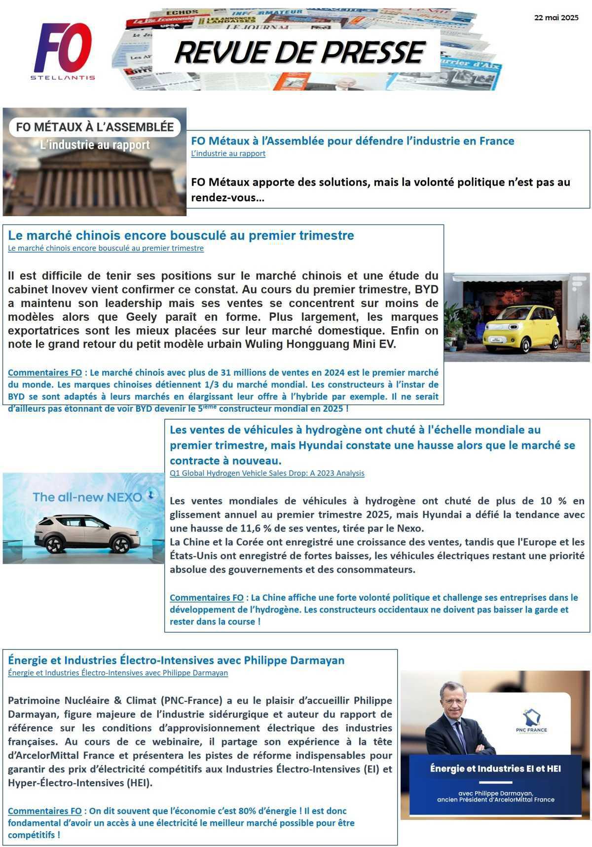 REVUE DE PRESSE FO, 22 mai 2025