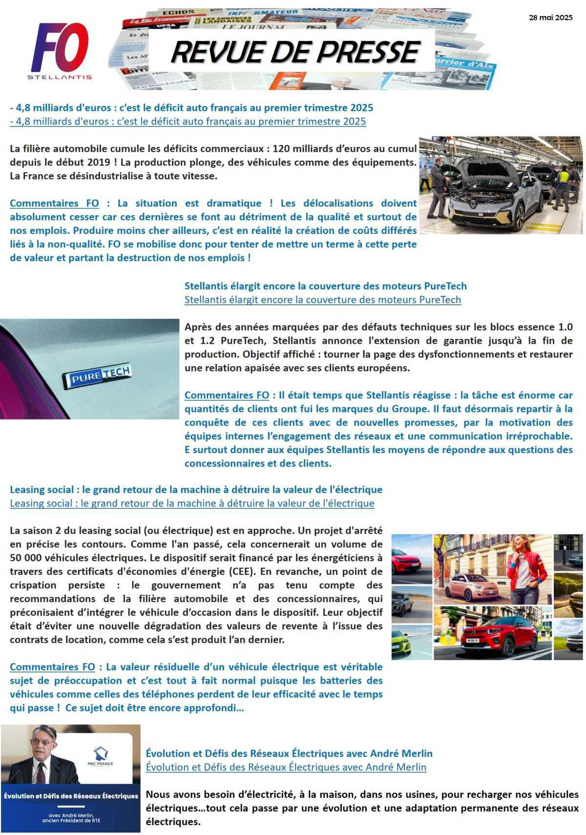 REVUE DE PRESSE FO, 28 mai 2025