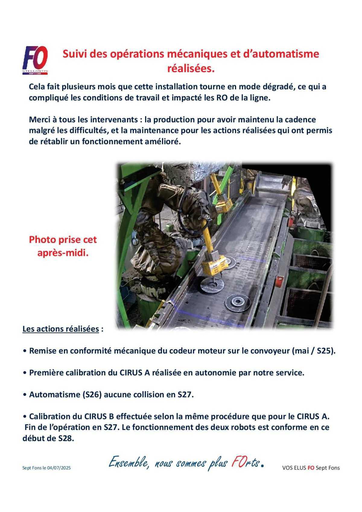 Ilot Ligne 6, les actions réalisées ....