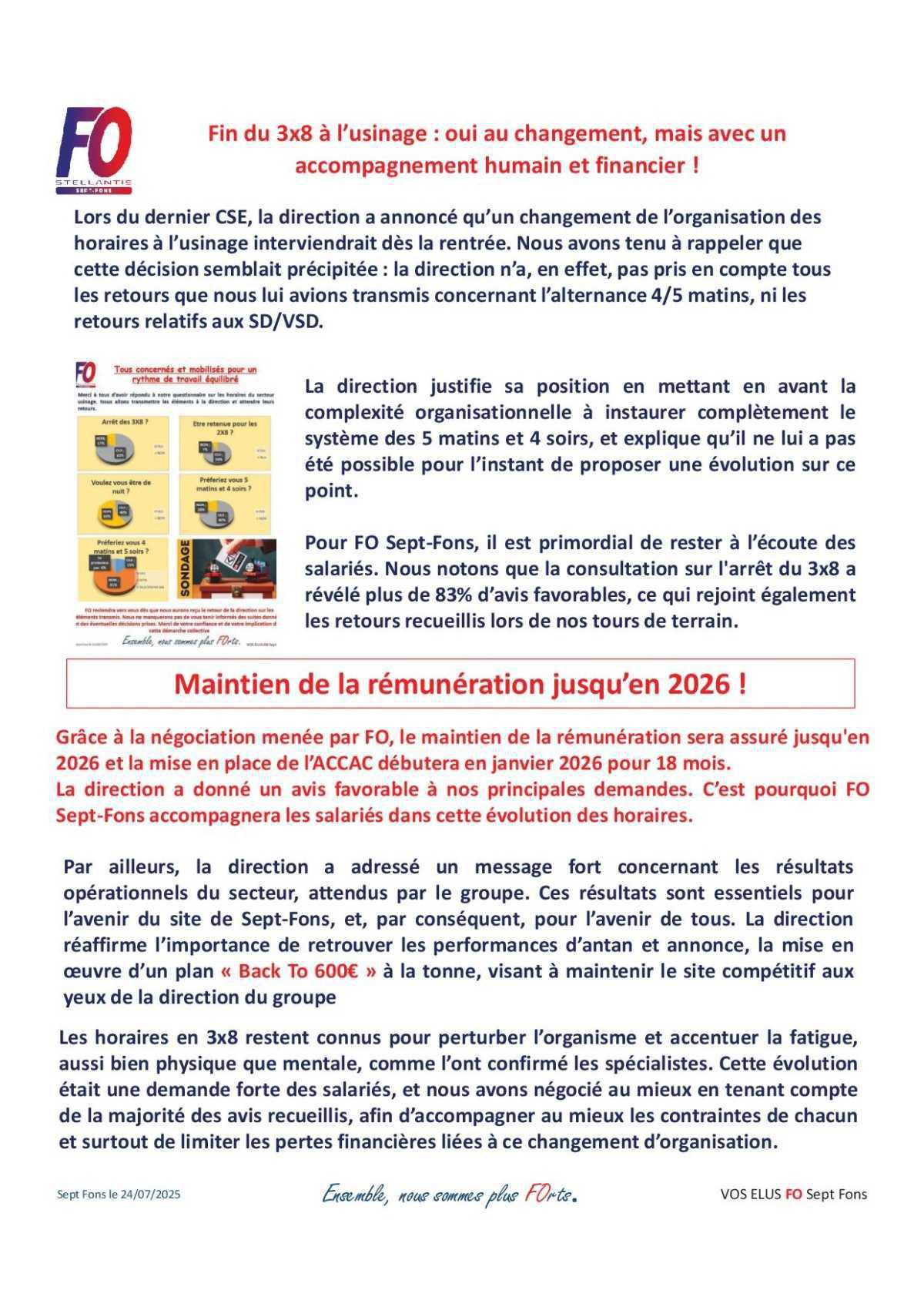 Horaires usinage consultation au CSE.