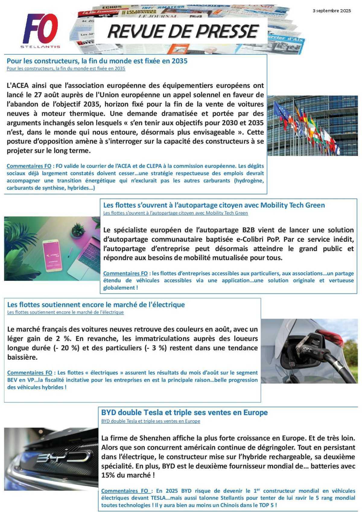 Revue de presse du 2 Septembre.