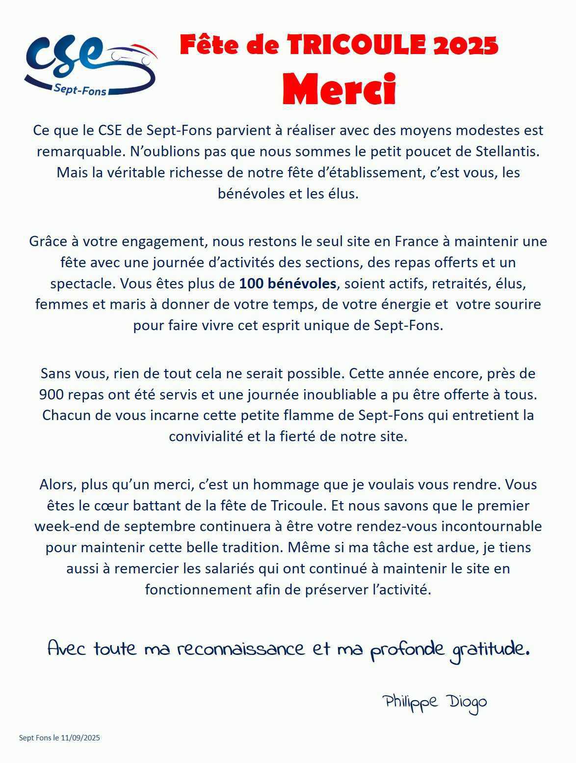 Fête de TRICOULE 2025, Merci !