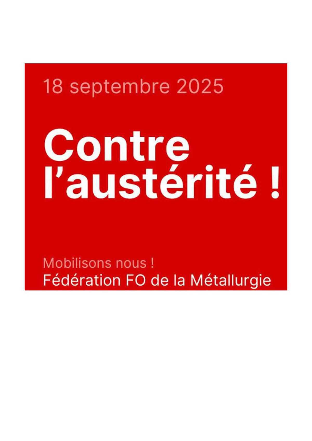 FO contre l'austérité ! FO contre l'austérité !