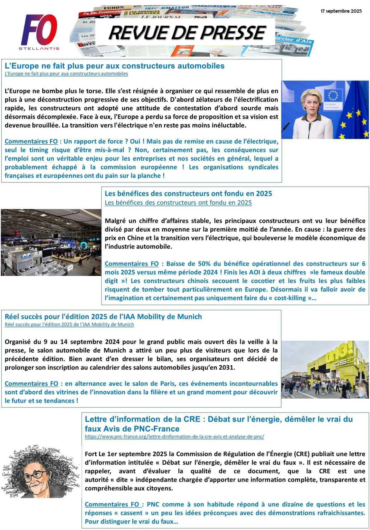 REVUE DE PRESSE FO, 16 septembre 2025