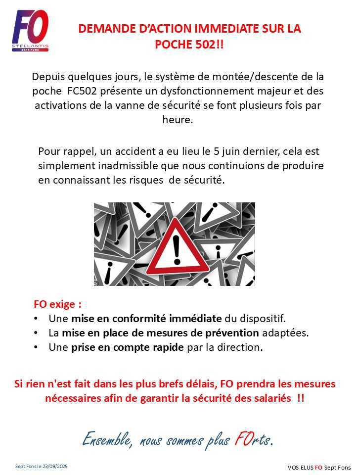 Demande d'action sur la poche FC502