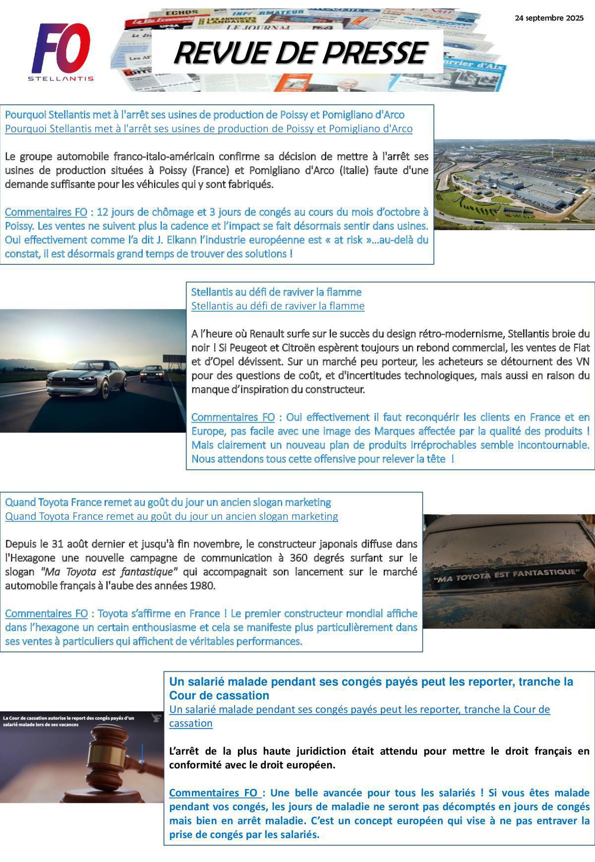 REVUE DE PRESSE FO, 23 septembre 2025