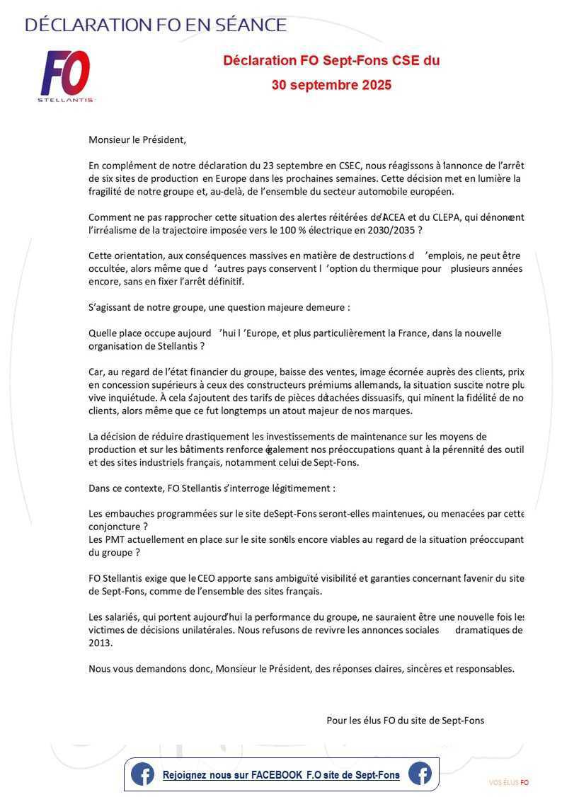Compte-rendu du CSE du 30 septembre 2025.
