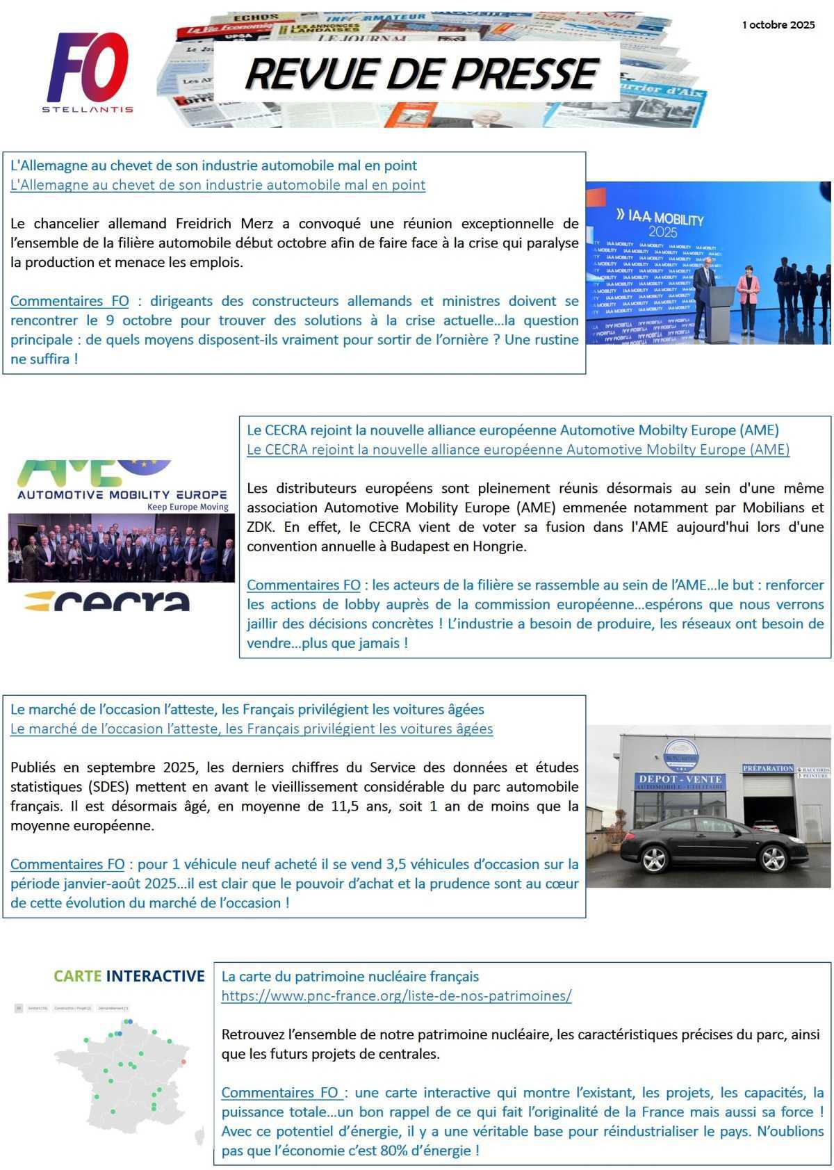 REVUE DE PRESSE FO, 1 octobre 2025