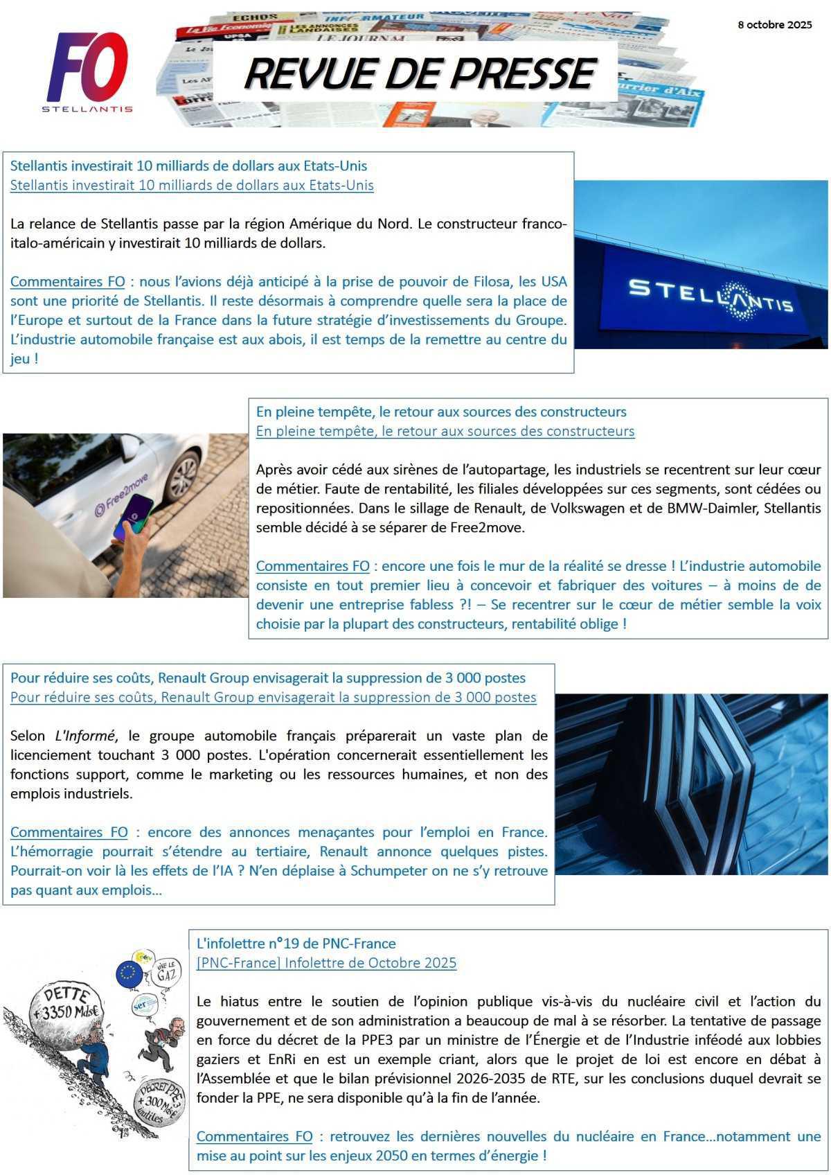 REVUE DE PRESSE FO, 8 octobre 2025