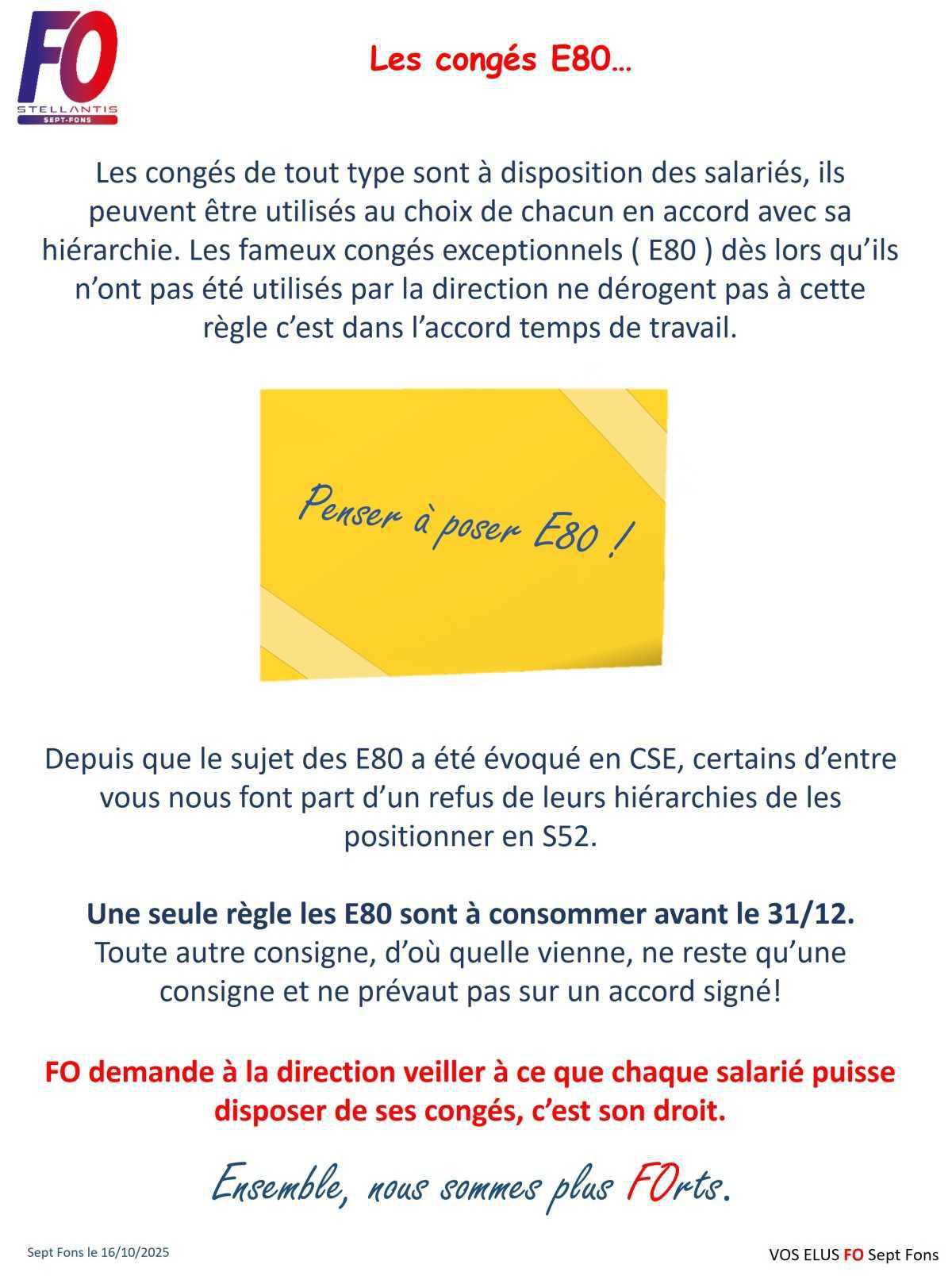 Les congés E80…