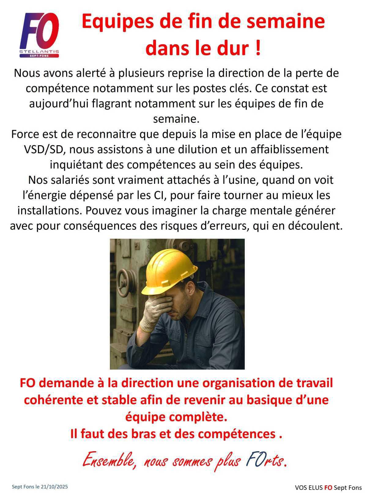 Equipes de fin de semaine dans le dur !