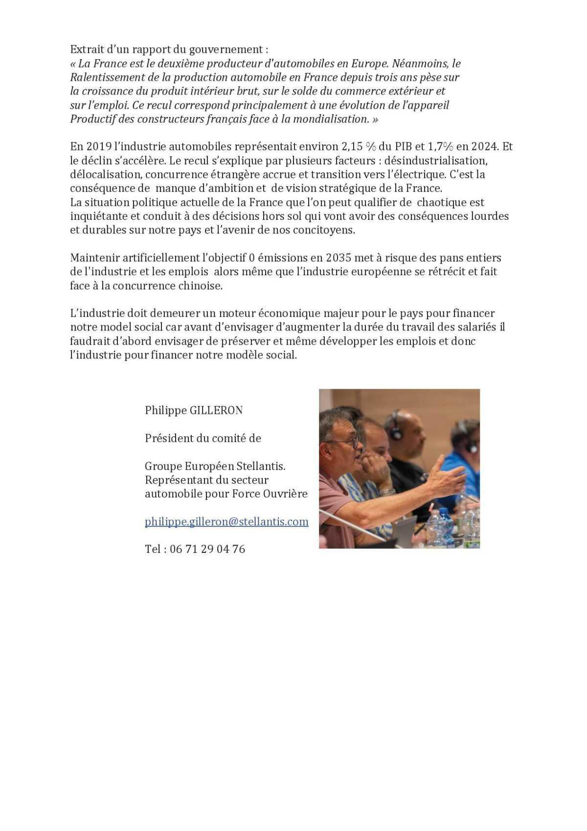 FO défend l'emploi au comité groupe européen.