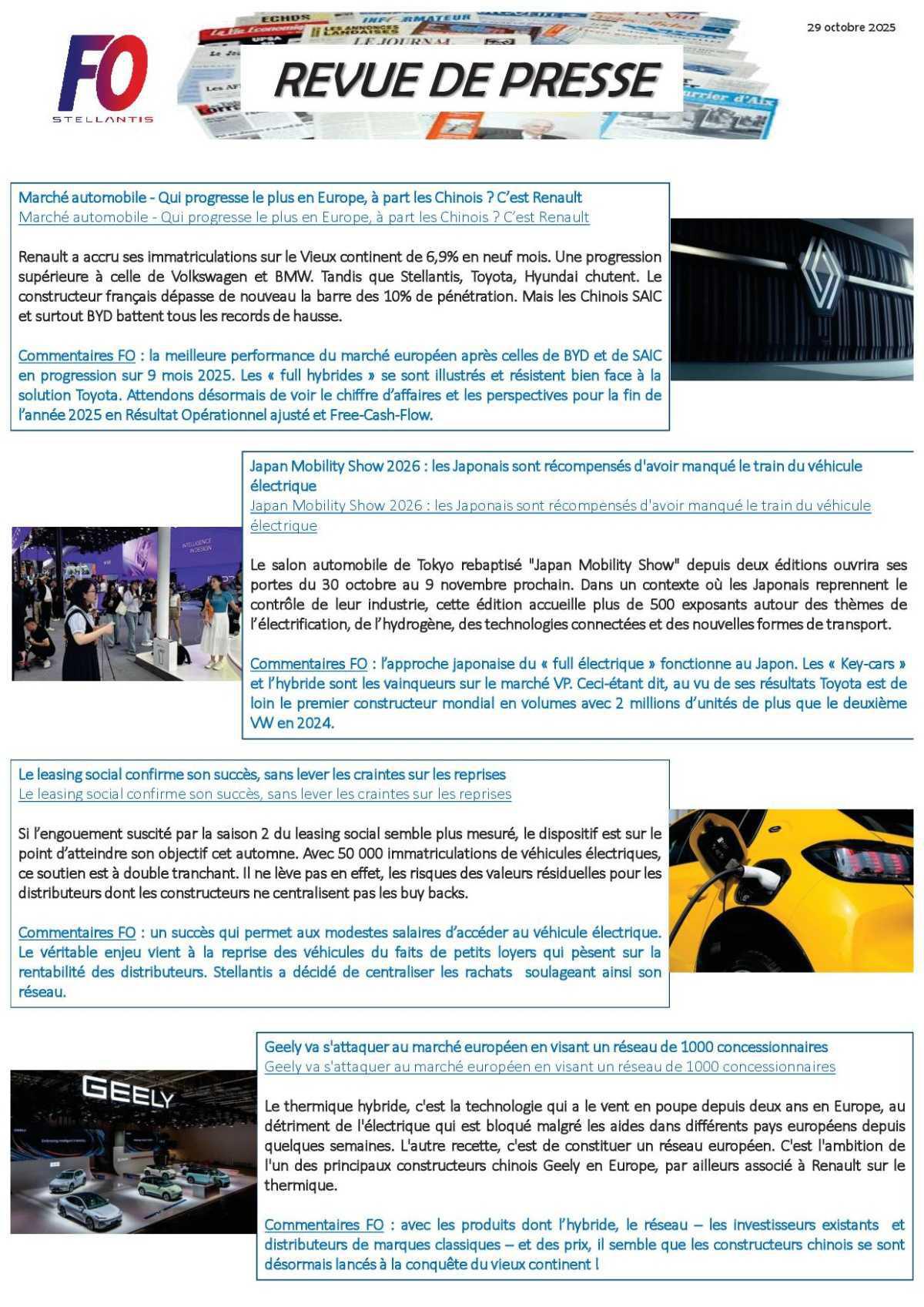 Revue de presse du 30 octobre !