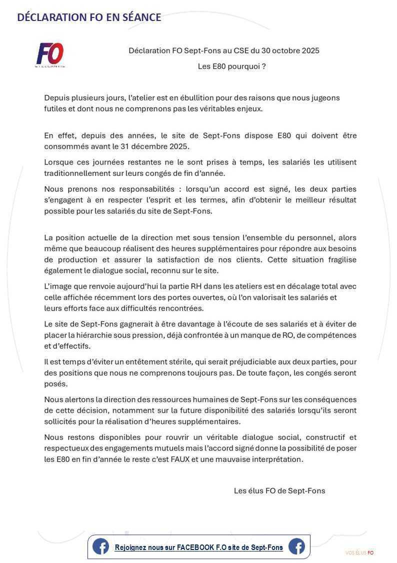 Compte-rendu du CSE du 30 octobre 2025.