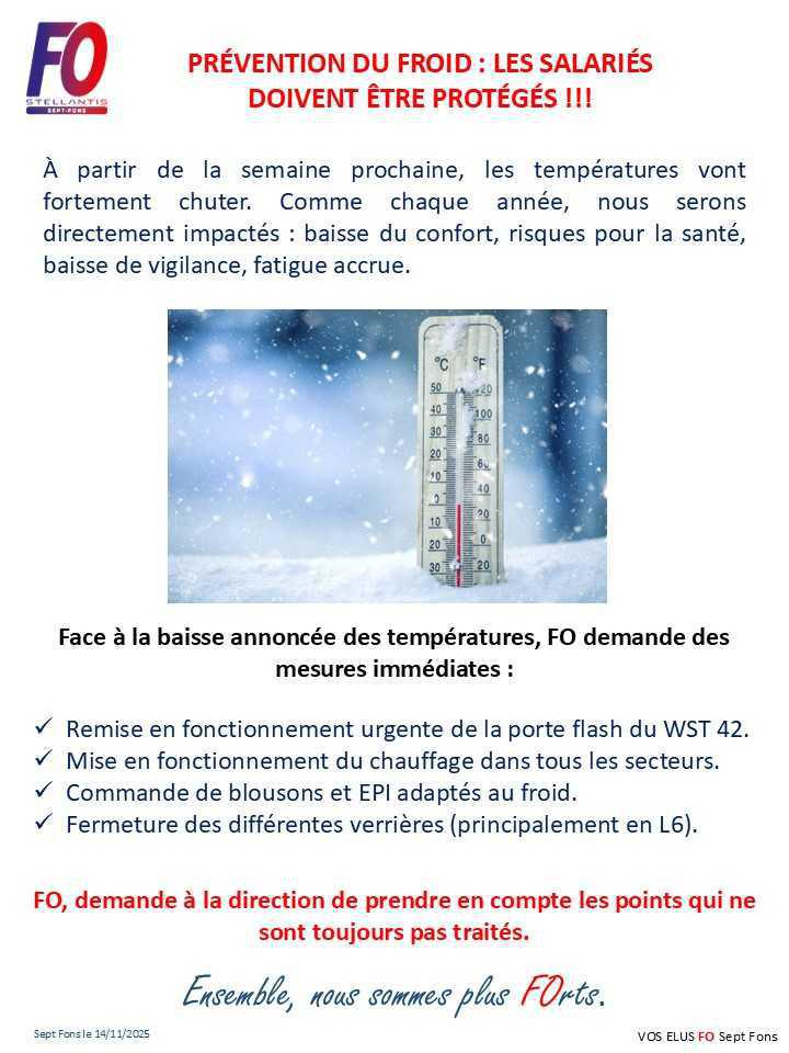 Baisse des températures !!!