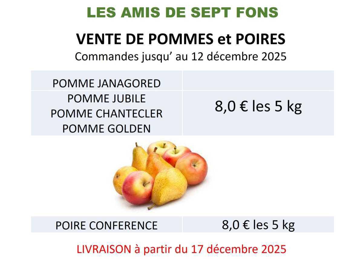 COOP : Commande de pommes & poires dec 2025
