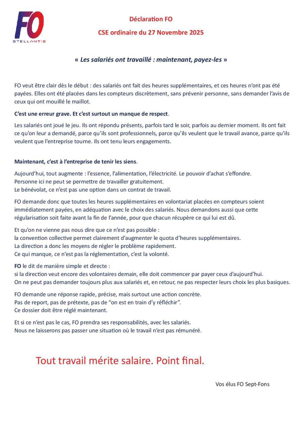 Le paiement des heures supplémentaires, c'est maintenant !