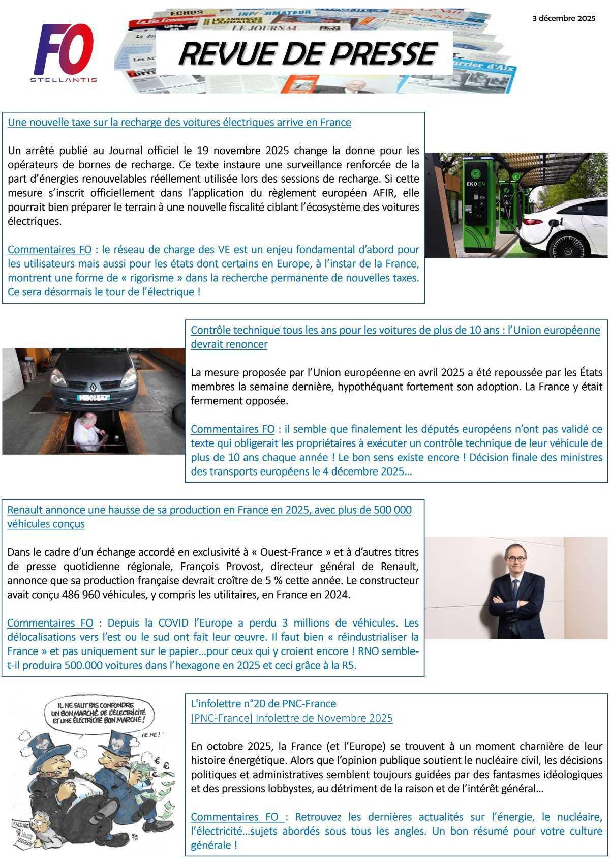 REVUE DE PRESSE FO, 3 décembre 2025