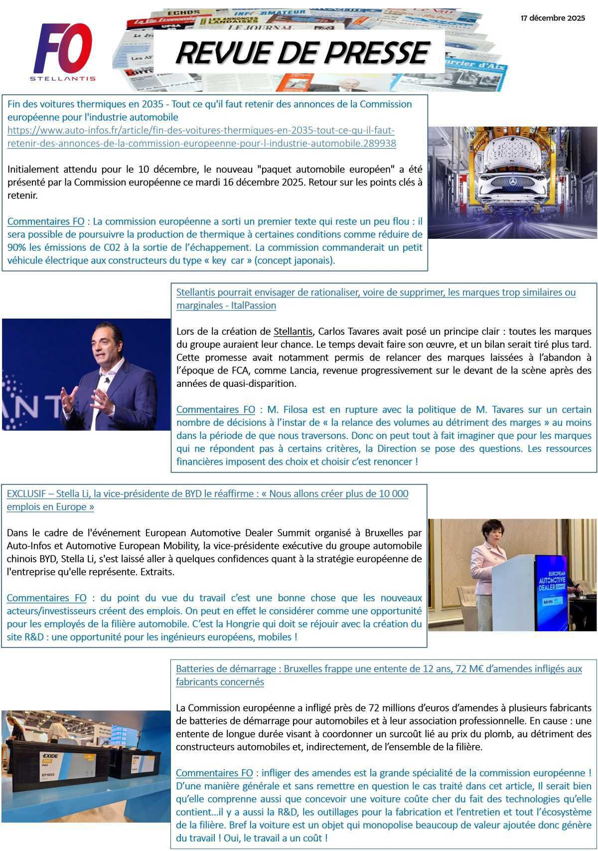 REVUE DE PRESSE FO, 17 décembre 2025