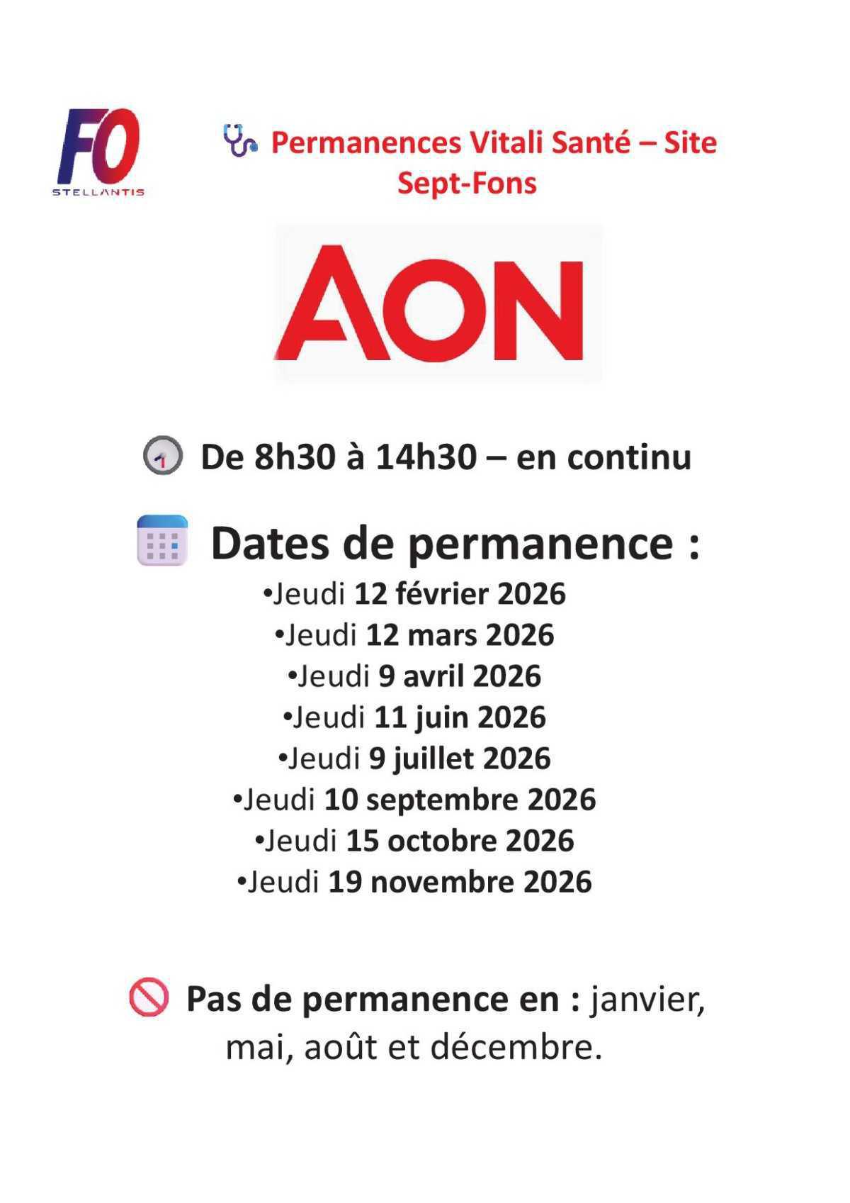 Date des permanences Mutuelle à Sept Fons !