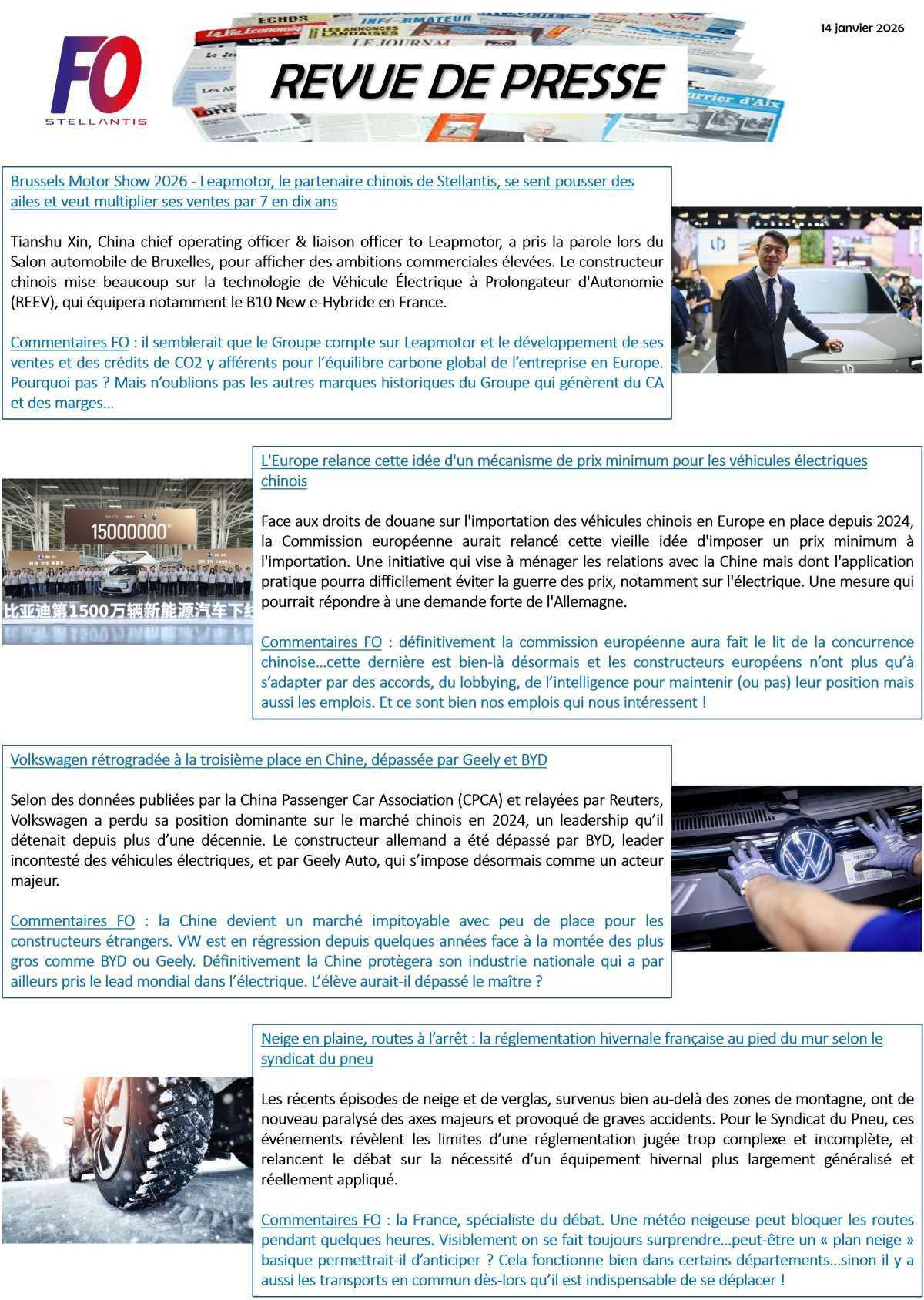 REVUE DE PRESSE FO, 14 janvier 2026